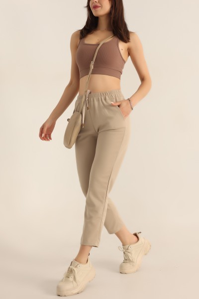 Taş Beli Lastikli Bayan Pantolon 182999