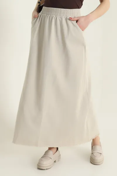 Taş Beli Lastikli Gabardin Kadın Etek 428739