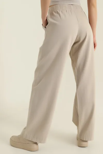Taş Beli Lastikli Kadın Gabardin Pantolon 422488