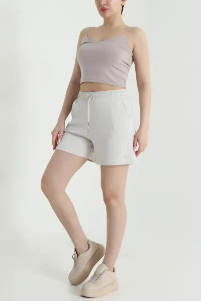 Taş Beli Lastikli Modal Kadın Şort 461738