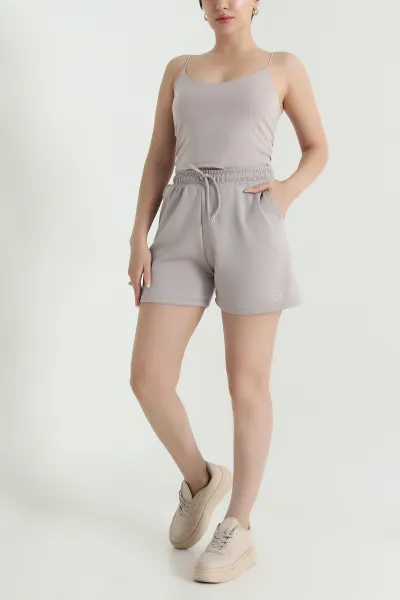 Taş Beli Lastikli Modal Kadın Şort 467720