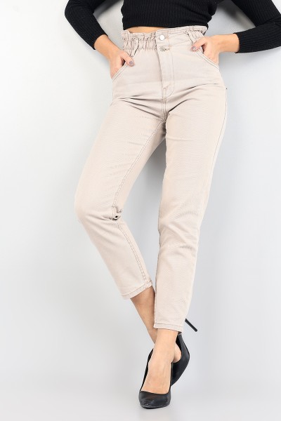 Taş Beli Lastikli Mom Bayan Kot Pantolon 88608