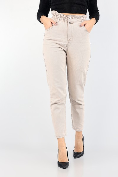 Taş Beli Lastikli Mom Bayan Kot Pantolon 88608