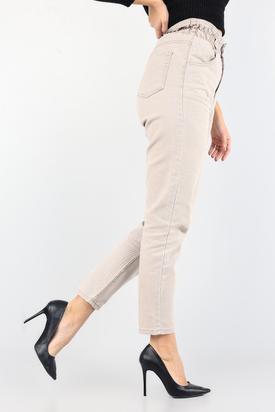 Taş Beli Lastikli Mom Bayan Kot Pantolon 88608