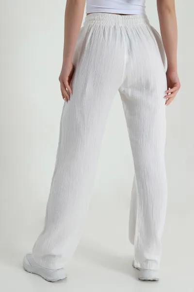 Taş Beli Lastikli Müslin Keten Kadın Pantolon 457933
