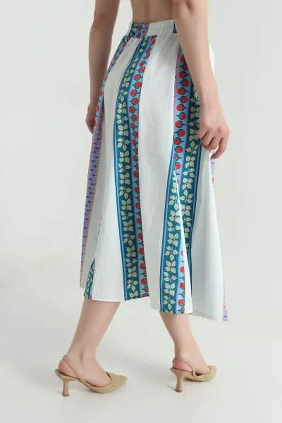 Taş Beli Lastikli Poplin Dokuma Kadın Etek 479861