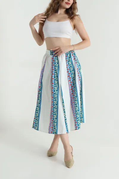 Taş Beli Lastikli Poplin Dokuma Kadın Etek 479861