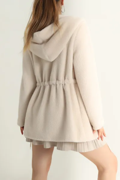 Taş Beli Sıkmalı Alcantra Kadın Mont 407332