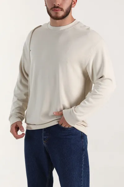 Taş Bisiklet Yaka Uzun Kollu Erkek Sweatshirt 396972