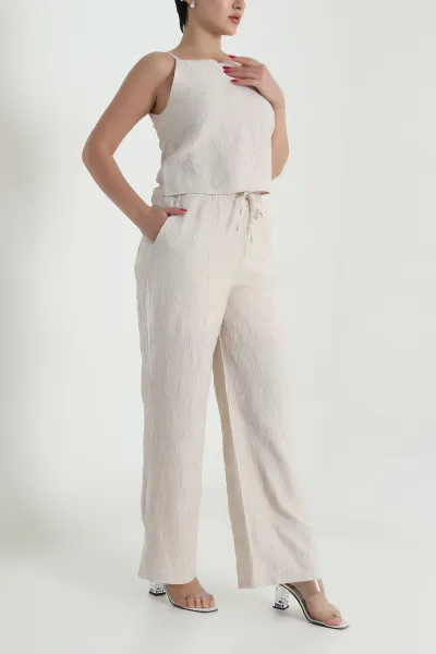 Taş Bluz Pantolon Çilek Kumaş Nakışlı İkili Takım 474358