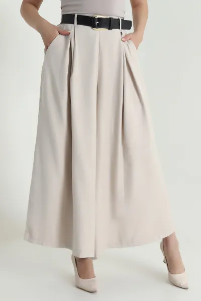 Taş Bol Paça Diagonel Kadın Pantolon 466041