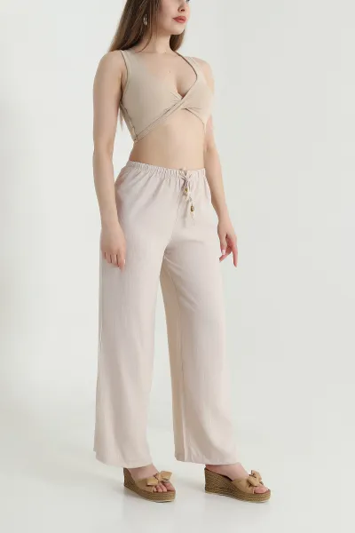Taş Bol Paça Krinkıl Kadın Pantolon 471109
