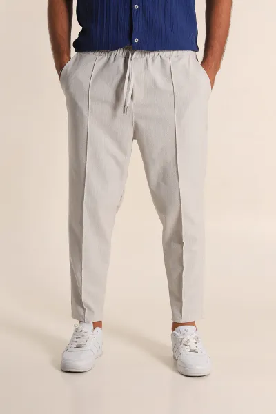Taş Boyfriend Fit Gofre Kumaş Çimalı Erkek Kumaş Pantolon 290546
