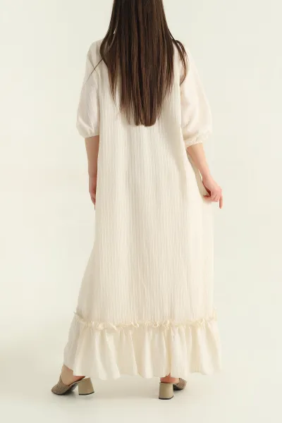 Taş Çizgili Oversize Dokuma Kadın Elbise 355265