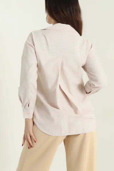 Taş Çizgili Oversize Poplin Kumaş Gömlek 336469