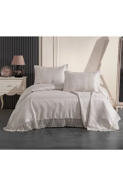 Taş 240x260 Dantelli Çift Kişilik Gelin Seti Yatak Örtüsü 282647