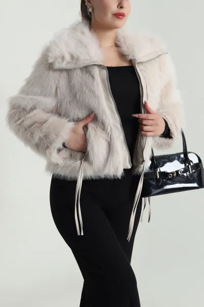 Taş Deri Garnili Lolita Kadın Mont 488817