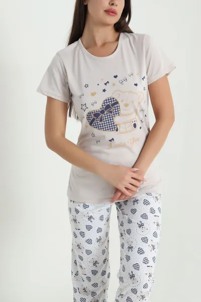 Taş Desenli Viskon Kadın Pijama Takımı 466625