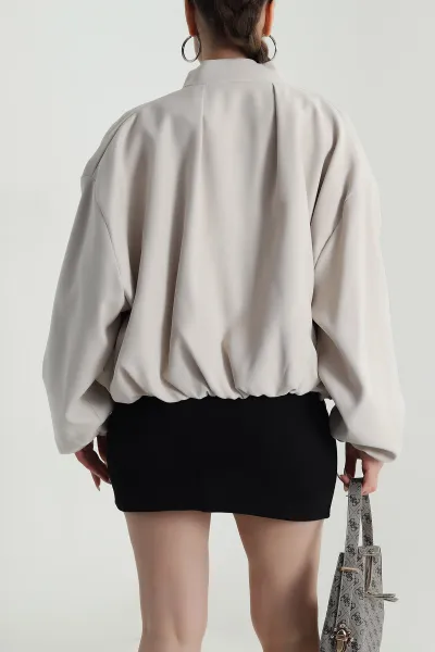 Taş Diagonel Fermuarlı Bomber Kadın Mont 487257
