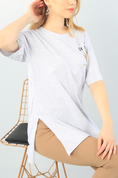 Taş Duble Kol Bayan Tişört 65276