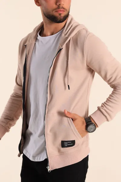 Taş Fermuarlı Kapüşonlu Erkek Sweatshirt 236555