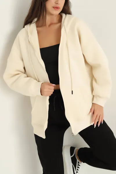 Taş Fermuarlı Şardonlu Bayan Sweat 292167