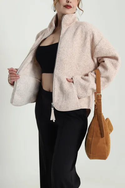 Taş Fermuarlı Teddy Kadın Sweat 483919