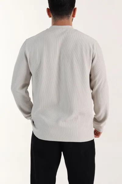 Taş Fitilli Bisiklet Yaka Yazı Detaylı Erkek Sweatshirt 396230