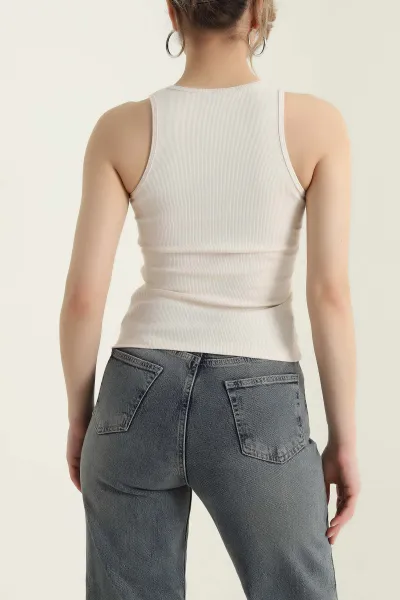 Taş Fitilli Kolsuz Kadın Bluz 433701