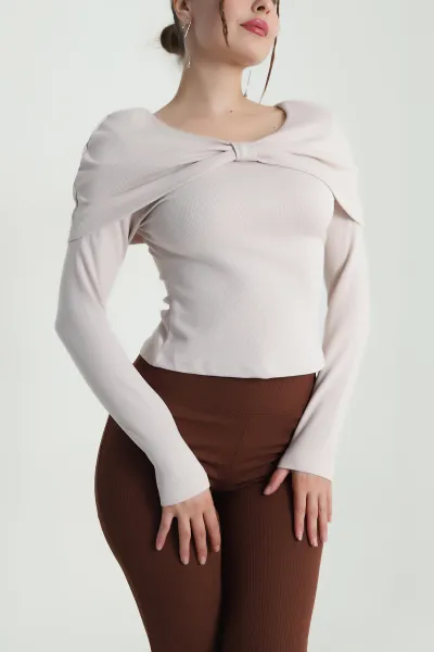 Taş Fitilli Modal Kadın Bluz 482837