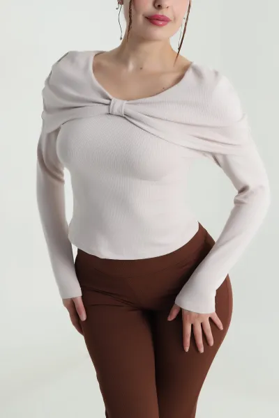 Taş Fitilli Modal Kadın Bluz 482837