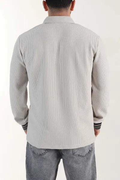 Taş Fitilli Yarım Fermuarlı Dik Yaka Erkek Sweatshirt 404812