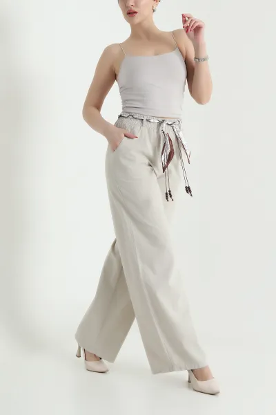 Taş Fular Kemerli Tensel Gabardin Kadın Pantolon 440443
