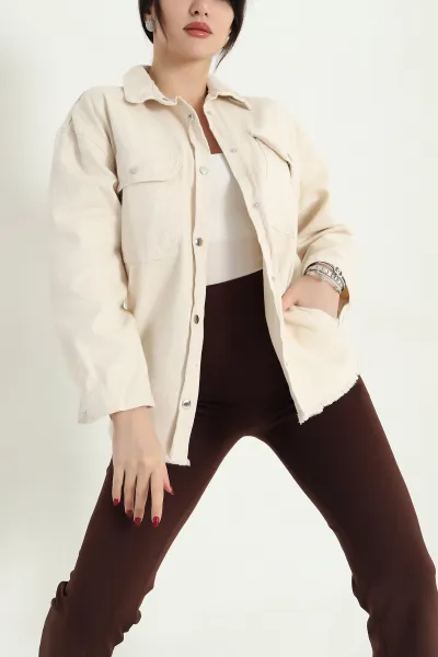 Taş Gabardin Kumaş Püsküllü Gömlek Ceket 337999