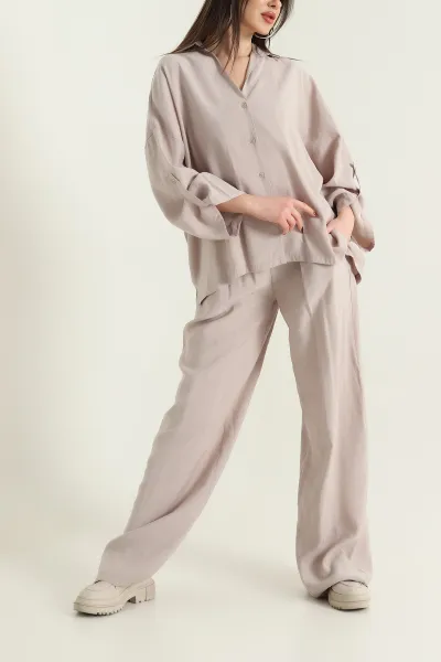 Taş Gömlek Pantolon Modal Kadın İkili Takım 429884
