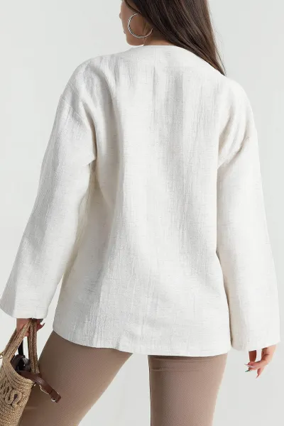 Taş Ham Keten Kadın Kimono 467885