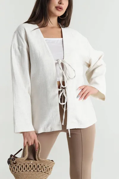 Taş Ham Keten Kadın Kimono 467885
