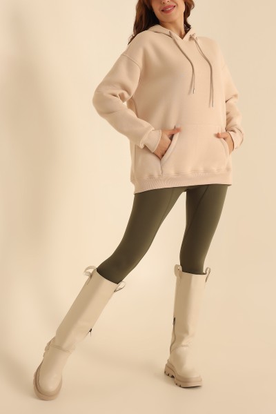 Taş İçi Şardonlu Kanguru Cep Sweat 208601