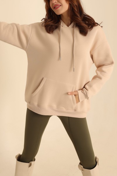 Taş İçi Şardonlu Kanguru Cep Sweat 208601