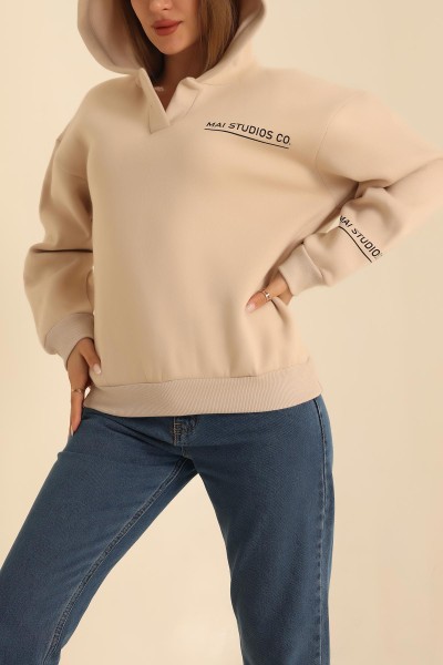 Taş Kapüşonlu Şardonlu Bayan Sweat 217690