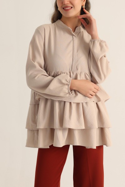 Taş Katlı Tasarım Gofre Kumaş Tunik 174863