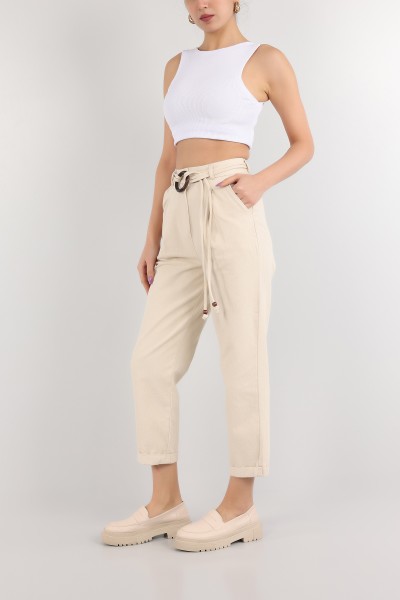 Taş Kemerli Gabardin Bayan Pantolon 161292