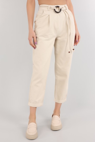 Taş Kemerli Gabardin Bayan Pantolon 161292