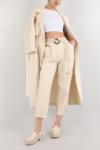 Taş Kemerli Gabardin Bayan Pantolon 161292