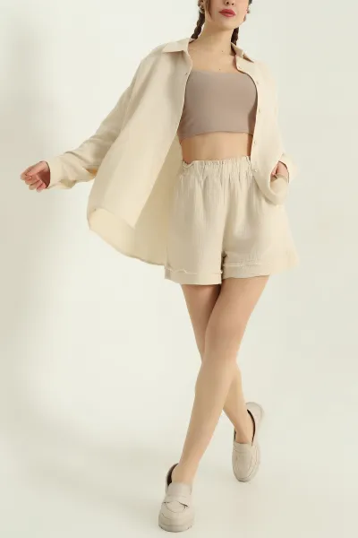 Taş Keten Bayan Gömlek 336890