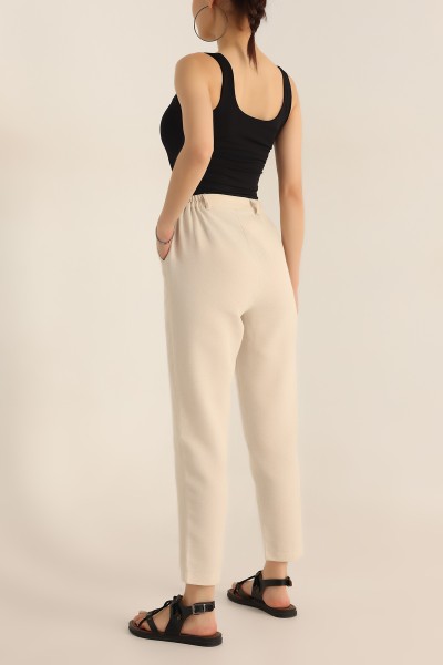 Taş Keten Jogger Bayan Pantolon 187695