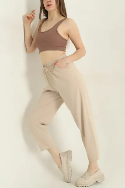 Taş Keten Şalvar Tasarım Pantolon 354448