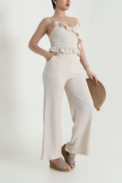 Taş Krinkıl Bluz Pantolon Kadın İkili Takım 466517