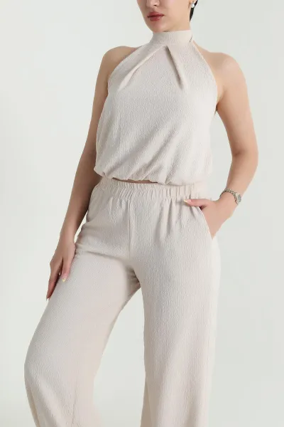 Taş Krinkıl Bluz Pantolon Kadın İkili Takım 466520