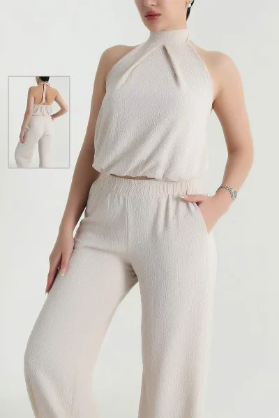 Taş Krinkıl Bluz Pantolon Kadın İkili Takım 466520
